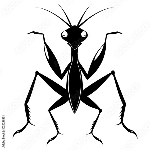 Mantis vector illustration black silhouette set collection isolated transparent background