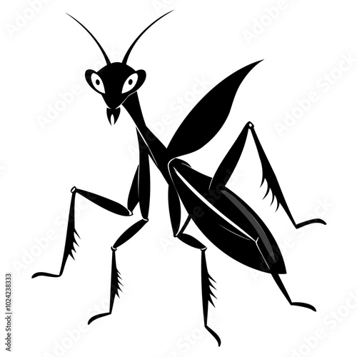 Mantis vector illustration black silhouette set collection isolated transparent background