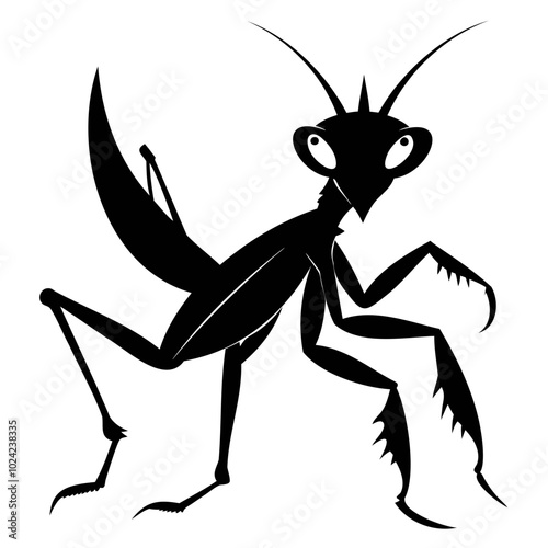 Mantis vector illustration black silhouette set collection isolated transparent background