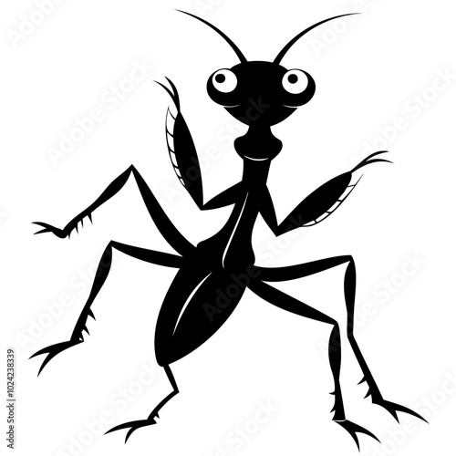Mantis vector illustration black silhouette set collection isolated transparent background