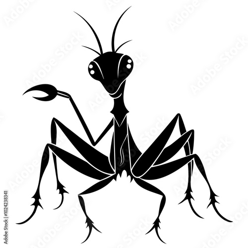Mantis vector illustration black silhouette set collection isolated transparent background