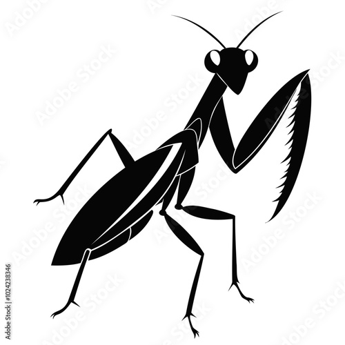 Mantis vector illustration black silhouette set collection isolated transparent background