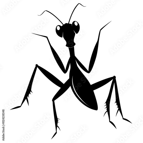 Mantis vector illustration black silhouette set collection isolated transparent background