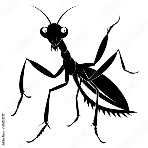 Mantis vector illustration black silhouette set collection isolated transparent background