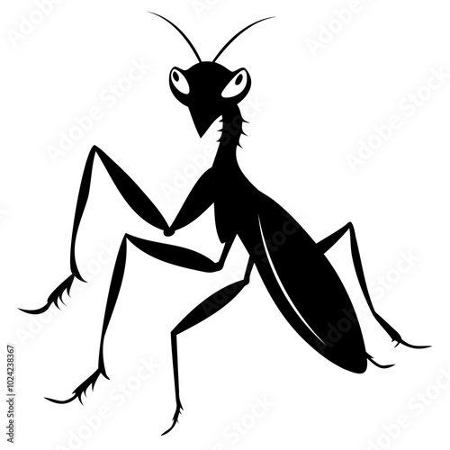 Mantis vector illustration black silhouette set collection isolated transparent background