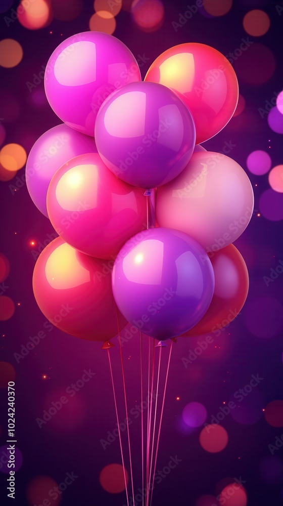Colorful balloons with a festive background.