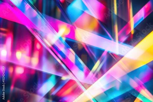 Radiant beams of light intersecting in vibrant colors during a dynamic light display