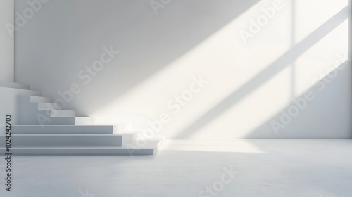 Blank white gradient background with product display. White backdrop or empty studio with room floor. 3D rendering.