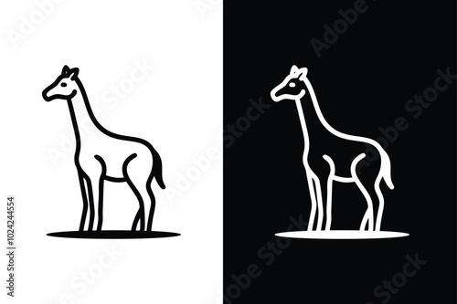 Stylized Giraffe Icon. African Animal in Minimalist Vector Art photo