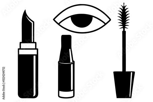 Female Makeup Items Eye | vector silhouette illustration on white background