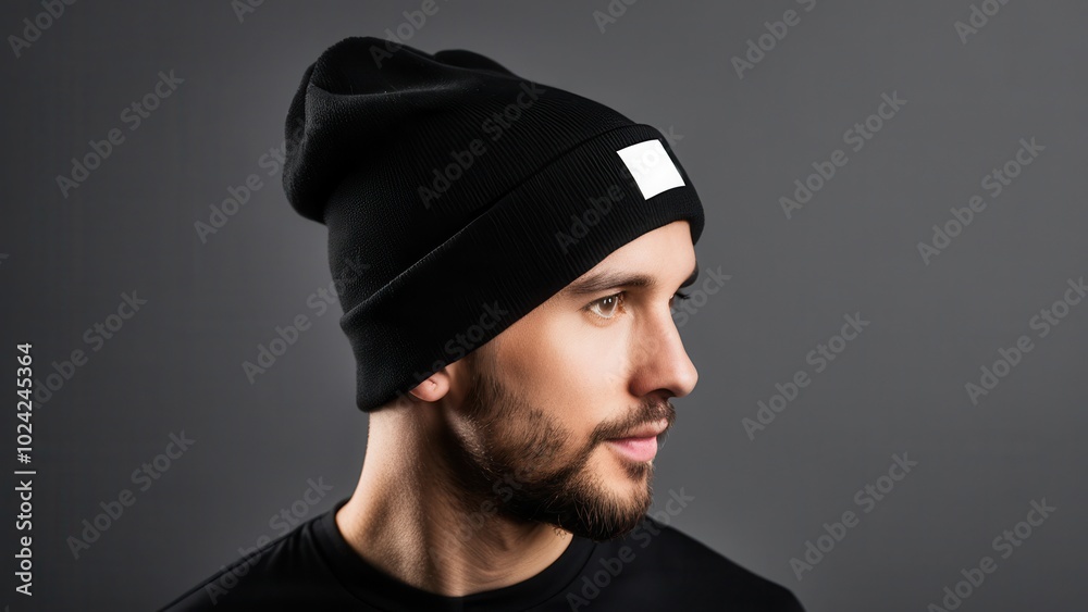 Clean beanie mockup, featuring a simple, classic shape with a fold-over brim. Great for product mockups, fashion branding, or minimalist design projects Clean beanie mockup, featuring a simple, classic shape with a fold-over brim. Great for product mockups, fashion branding, or minimalist design projects