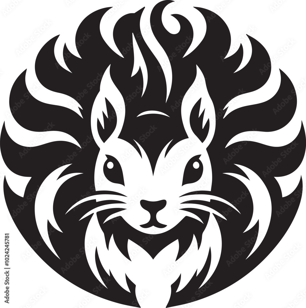 Fototapeta premium Squirrel head silhouette clip art design vector
