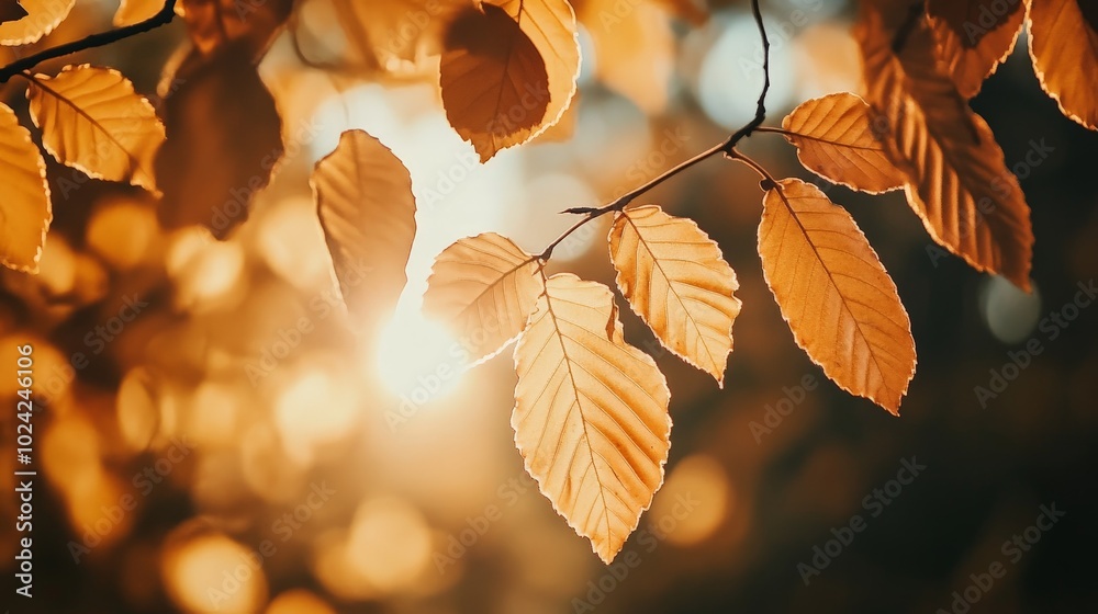 A close-up of autumn leaves glowing in the golden hour light, their colors vibrant against the fading sky. A close-up of autumn leaves glowing in the golden hour light, their colors vibrant against the fading sky.