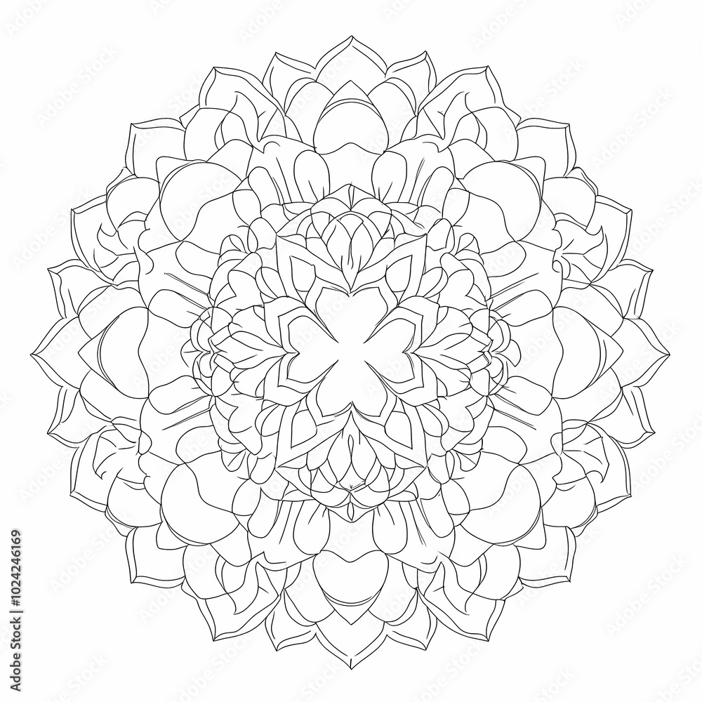 Elegant Floral Mandala with Minimalist Details Elegant Floral Mandala with Minimalist Details