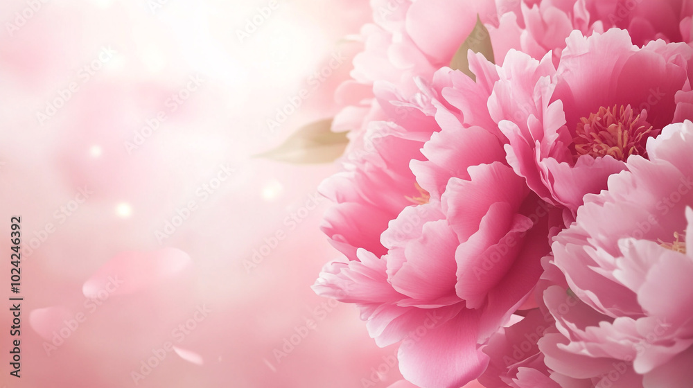 Beautiful Pink Peonies in Soft Dreamy Background. Elegant image of pink peonies blossoming against a soft, dreamy background. Perfect for conveying beauty, romance, and tranquility. Beautiful Pink Peonies in Soft Dreamy Background. Elegant image of pink peonies blossoming against a soft, dreamy background. Perfect for conveying beauty, romance, and tranquility.