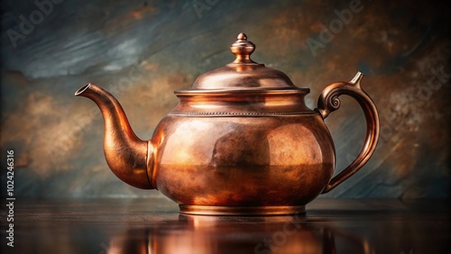 vintage copper teapot rustic patina kitchen decor photography props