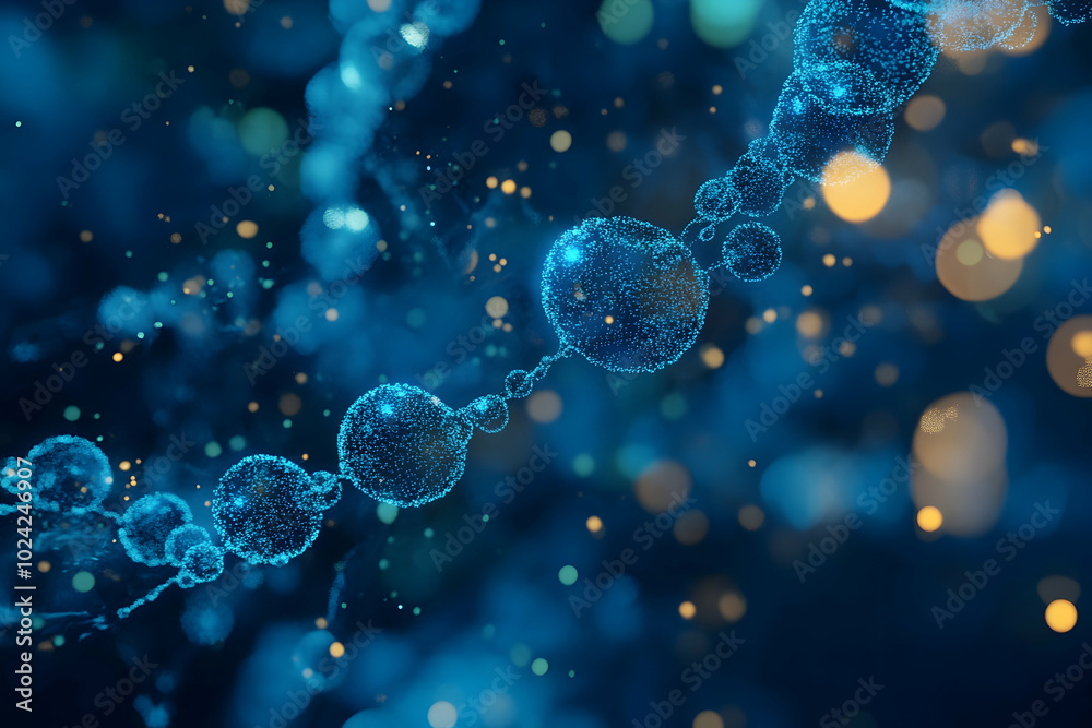 Abstract 3D Background with Blue Spheres and Bokeh Lights Abstract 3D Background with Blue Spheres and Bokeh Lights