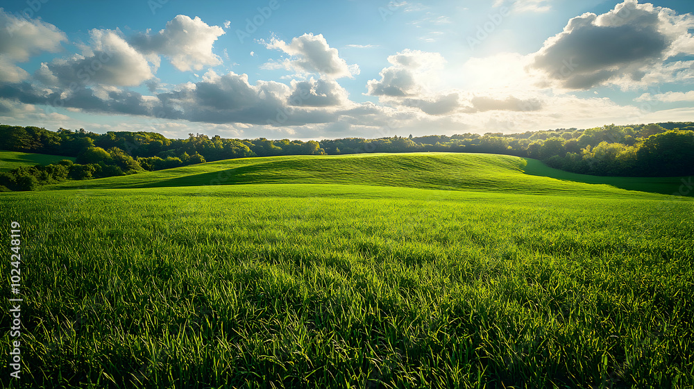 Obraz premium Summer landscape background. Field or meadow with green grass