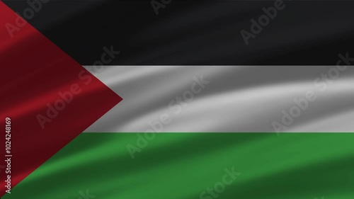 Gaza Strip Waving Flags 4K Render