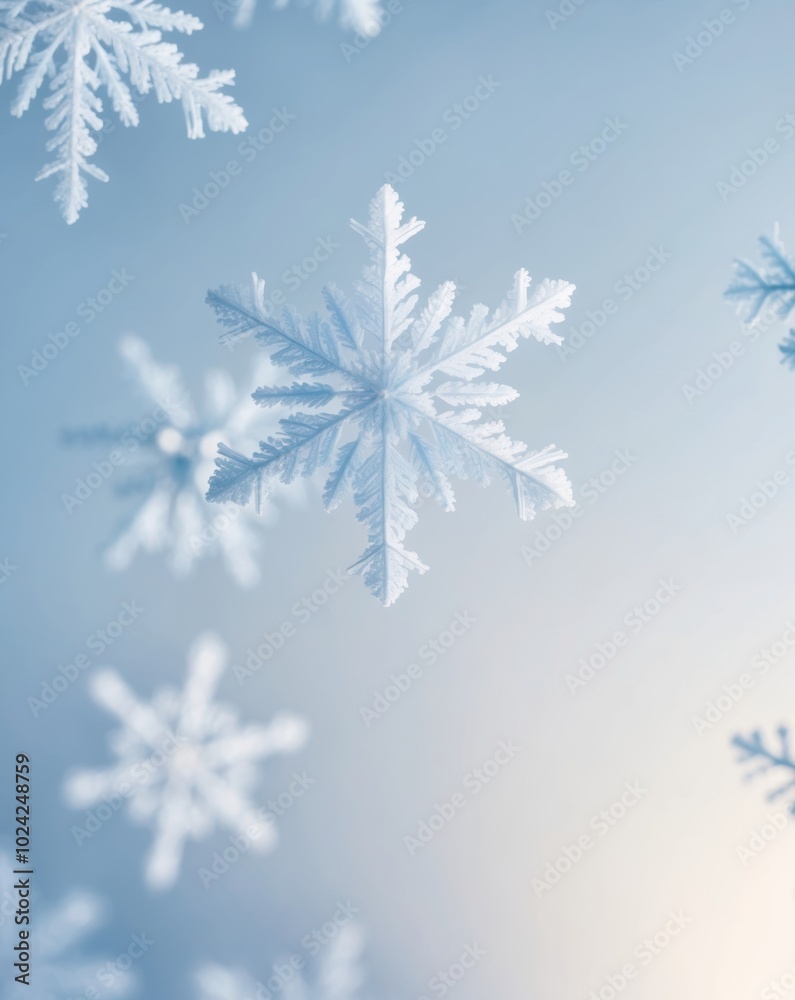 Snowflake Background with Frosty Blue Glow. Snowflake Background with Frosty Blue Glow.