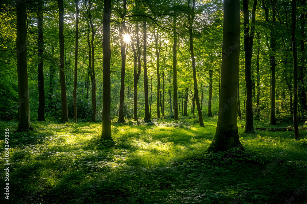 Sunbeams Through Forest Trees Photo Sunbeams Through Forest Trees Photo