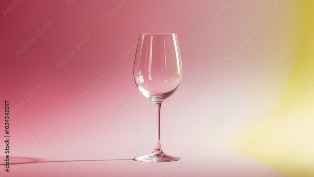Wine Glass on Pink and Yellow Background. Wine Glass on Pink and Yellow Background.