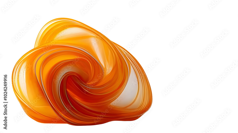 A high-resolution image of an orange swirl against a white background, showcasing a subtle reflection at the base A high-resolution image of an orange swirl against a white background, showcasing a subtle reflection at the base