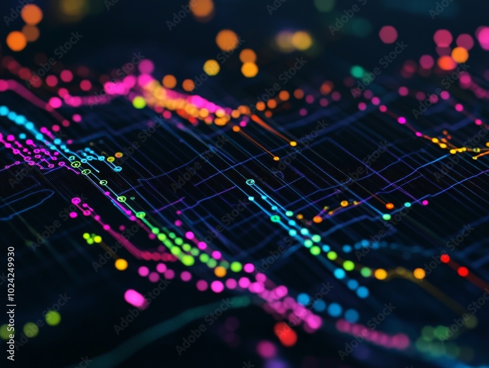 A close-up of a heat map displaying customer behavior insights, with colorful data points and patterns illuminated on a dashboard.