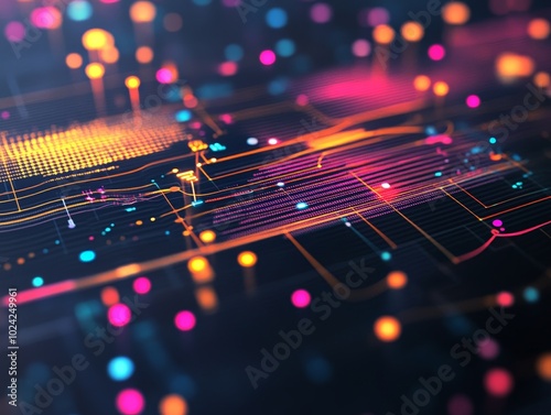 A close-up of a heat map displaying customer behavior insights  with colorful data points and patterns illuminated on a dashboard.