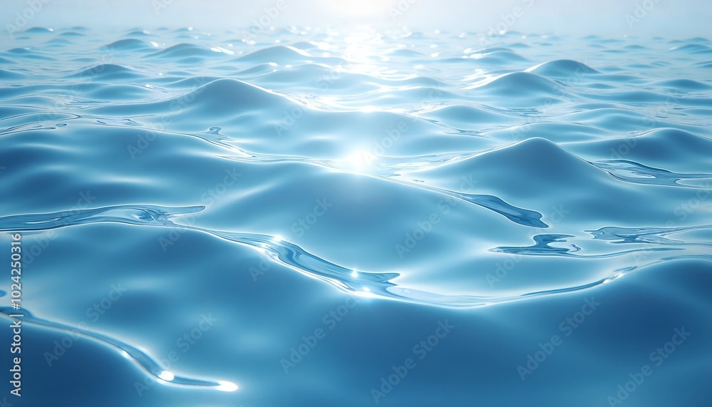 Smooth ocean waves under bright sunlight creating a serene water surface Smooth ocean waves under bright sunlight creating a serene water surface