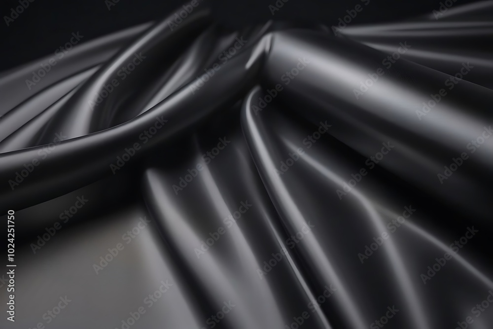 Fototapeta premium Elegant draped black fabric with smooth texture