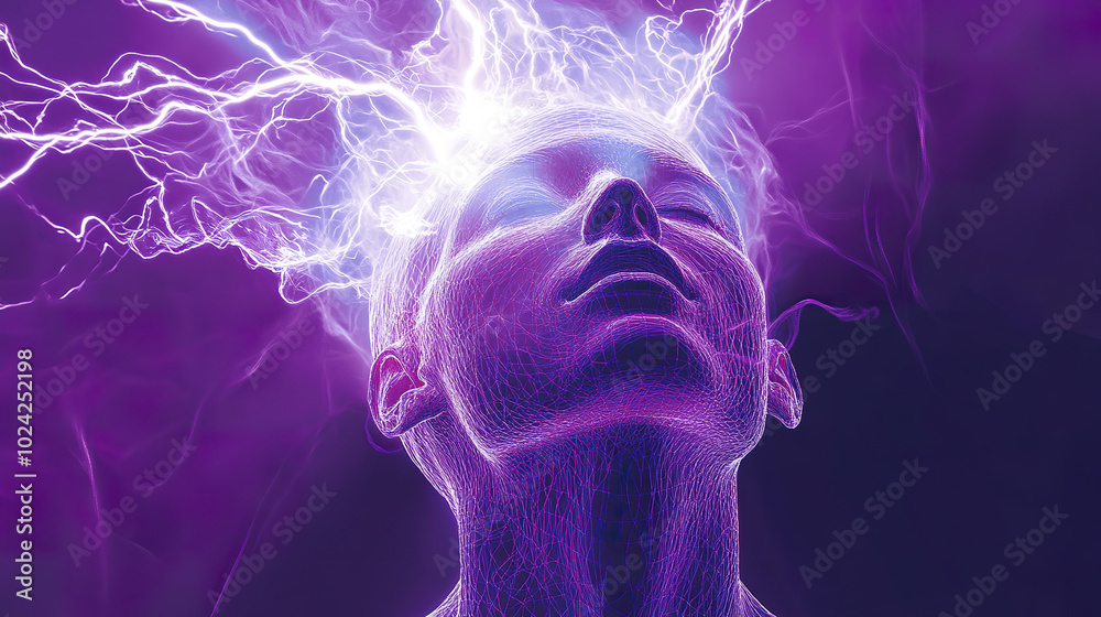 A person in a glowing aura of electric energy, representing epilepsy