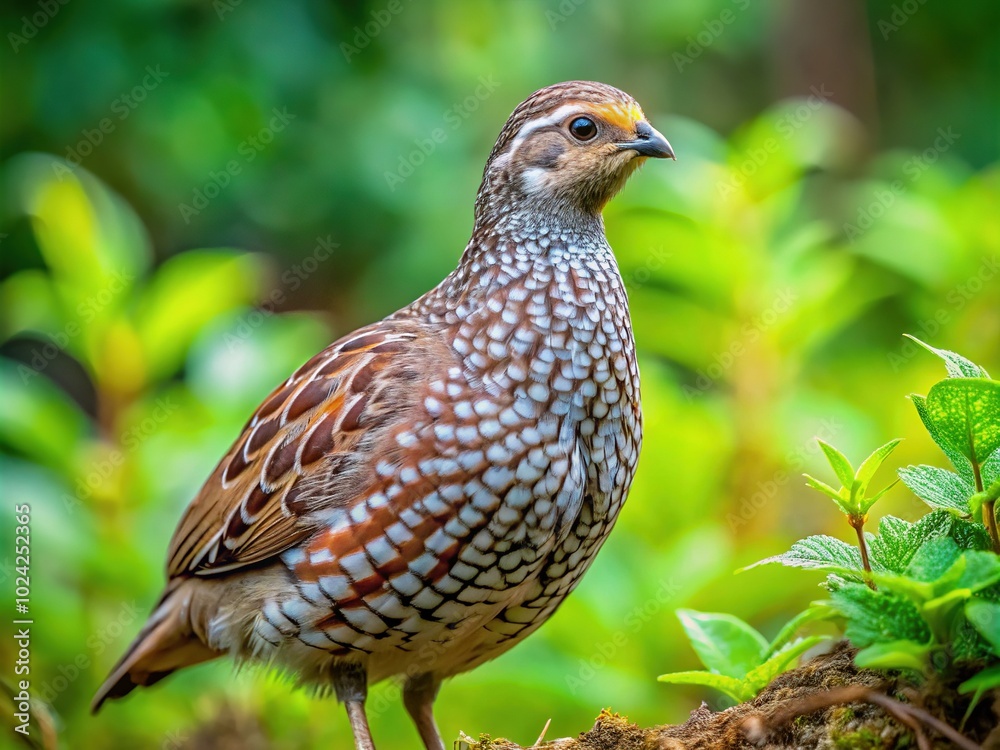 Candid Shot of a Gray Spotted Quail Looking at the Camera in a Natural Setting Candid Shot of a Gray Spotted Quail Looking at the Camera in a Natural Setting