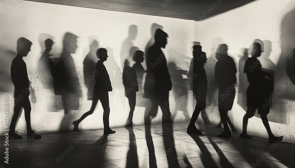 Fototapeta premium silhouette of a person walking in the city