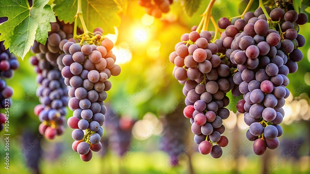 Wallpaper of a bunch of grapes hanging from a vine Wallpaper of a bunch of grapes hanging from a vine