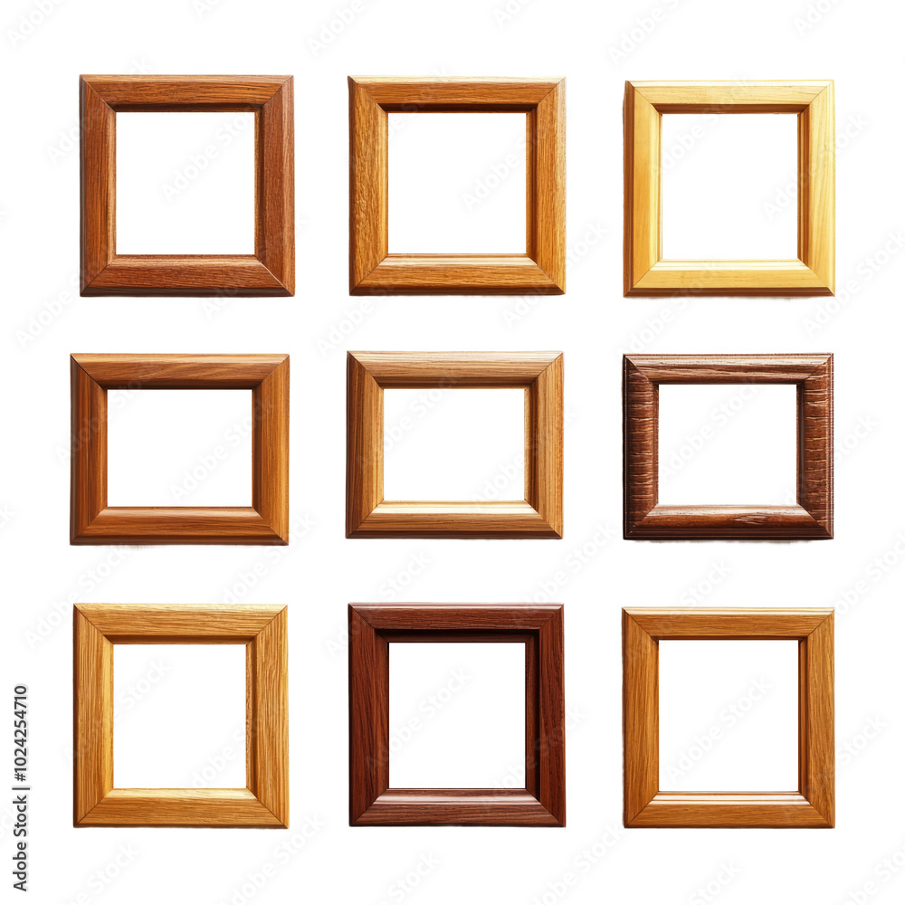 Wooden Picture Frames on Transparent Background Wooden Picture Frames on Transparent Background