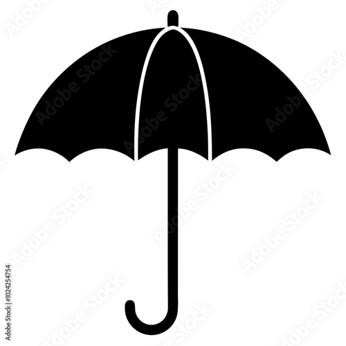 black umbrella silhouette vector isolated on white background 