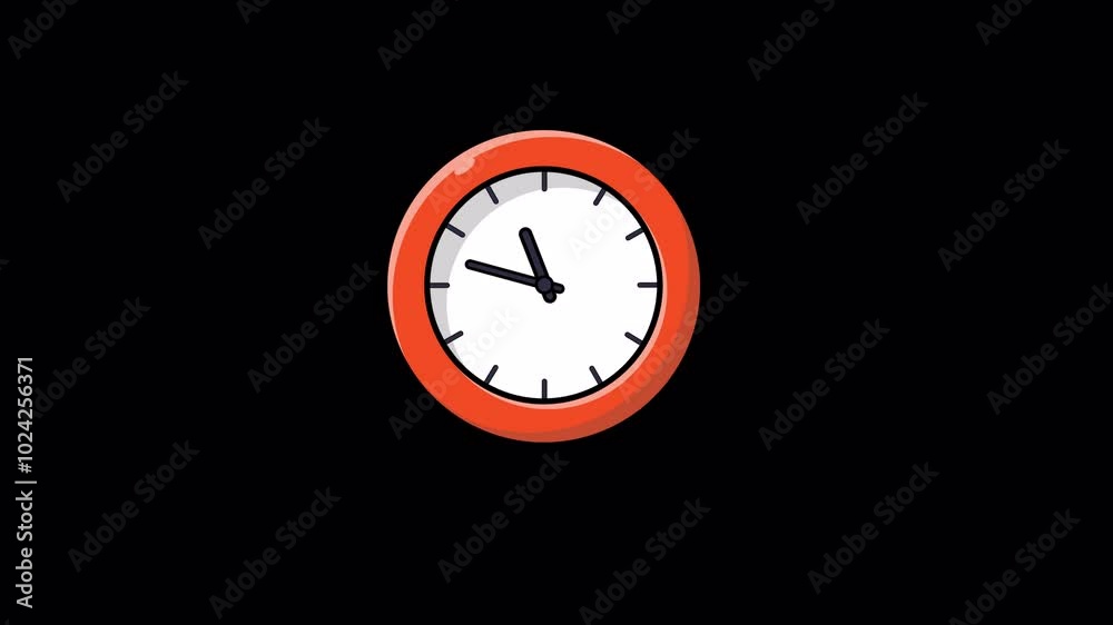 Animated Red Clock Video - Transparent
