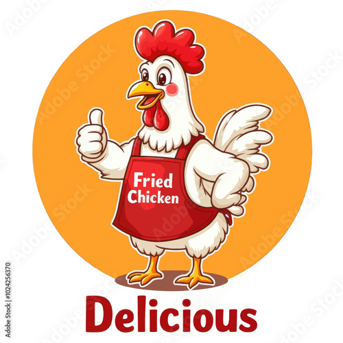 Cartoon Chicken Holding Thumbs Up for Fried Chicken Logo  
