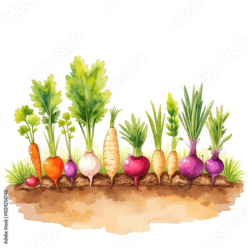 Colorful Vegetables in Garden Row 
