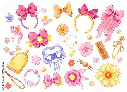 Cute Hair Accessories Clipart 
