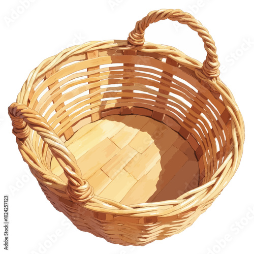 Empty Woven Basket with Handle 
