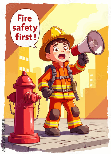 Firefighter With Megaphone 

