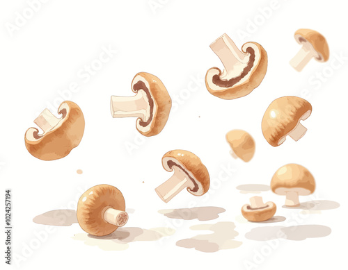 Floating Mushrooms Illustration