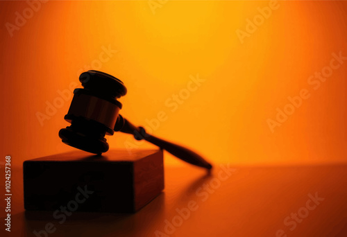 Gavel on a Block in Silhouette 
