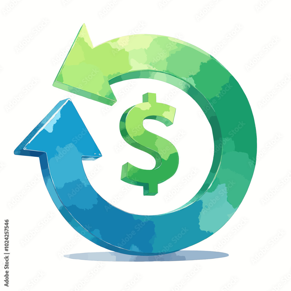 Obraz premium Green and Blue Circular Arrows with Dollar Sign 