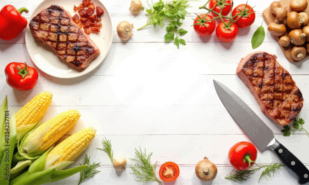 Grilled Steak and Vegetables on White Table
Grilled Steak and Vegetables on White Table