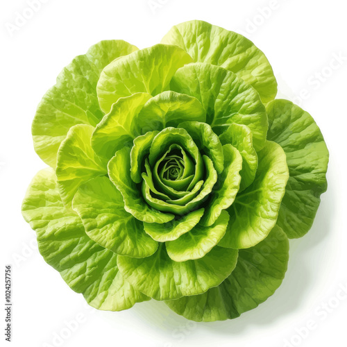 Green Lettuce Flower on White Background 
