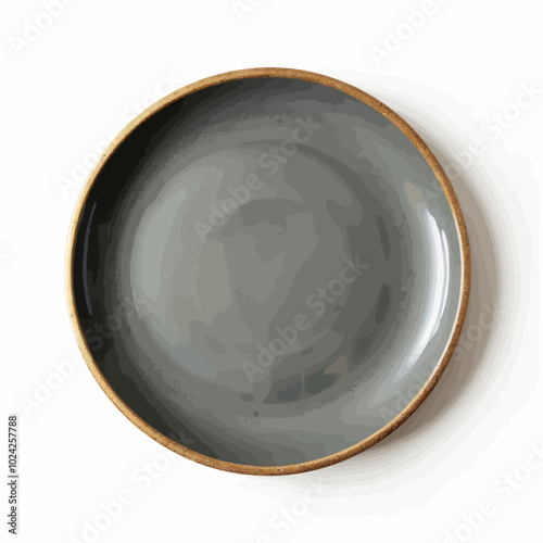 Grey Plate with Gold Rim 
