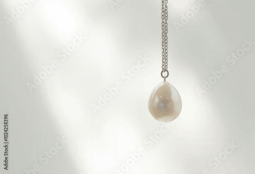 Pearl Necklace on White Background 
